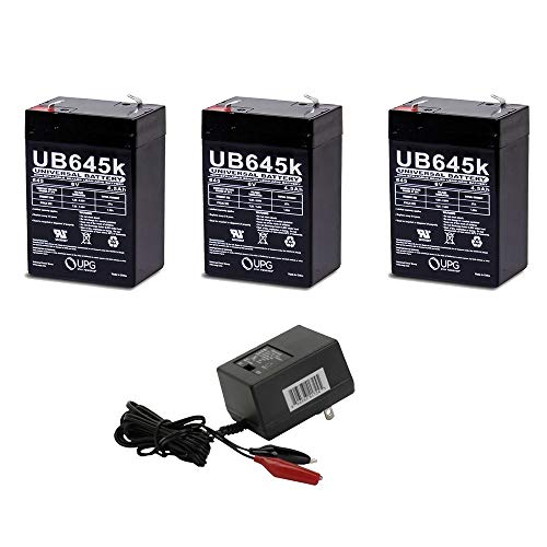 Universal Power Group UPG UB645 6V 4.5AH SLA Battery with Charger -Combo - 3 Pack