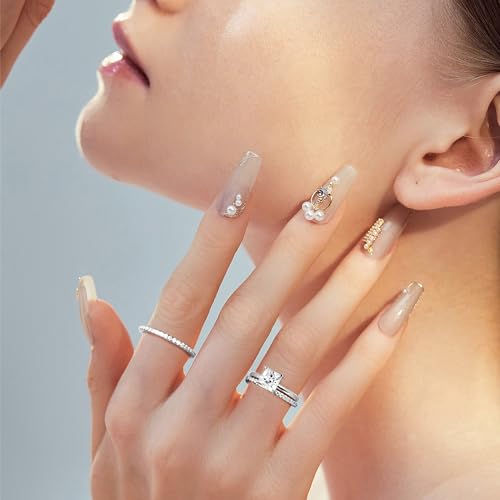 MOOSEA 2ct Princess Moissanite Engagement Rings for Women, 7 * 7MM D Color VVS1 Clarity Lab Created Diamond Rings 18K White Gold Vermeil 4 Claw Solitaire Moissanite Rings for Women4