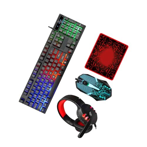 Clavier et casque RGB filaires ergonomique avec réduction de fatigue pour joueur et bureau