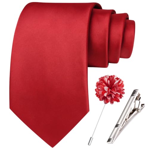 Image of Hi-Tie Men's Extra Long Solid Satin Tie Set 63 Inch /70 Inch Formal Necktie