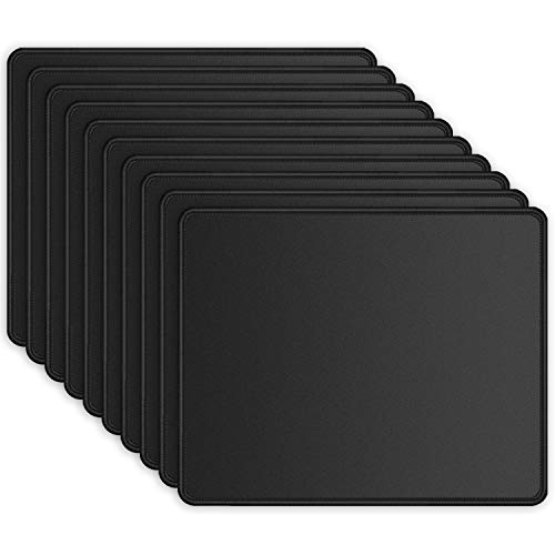 ITNRSIIET [10 Pack Mouse Pad with Stitched Edge, Premium-Textured Square Mouse Mat,Washable Mousepads with Lycra Cloth, Non-Slip Rubber Base Mousepad for Laptop, Computer, PC, 260x210x3mm Black