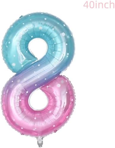 Miniatura 2 de Globos grandes de 40 pulgadas con el número 8 de cielo estrellado, globos de mariposa, globos gigantes de aluminio de Mylar con números de helio 8,