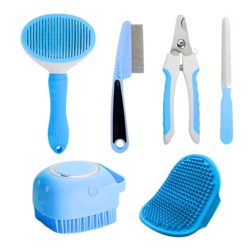 PET FUN 5-in-1 Pet Grooming Tool Combo | Flea Comb, Auto Slicker, Nail Cutter, Shampoo Brush & Palm Glove | All-in-One Grooming Kit for Dogs & Cats | Bathing, Shedding & Nail Trimming (Multicolor) PET FUN 5-in-1 Pet Grooming Tool Combo | Flea Comb, Auto Slicker, Nail Cutter, Shampoo Brush & Palm Glove | All-in-One Grooming Kit for Dogs & Cats | Bathing, Shedding & Nail Trimming (Multicolor)