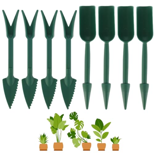 WeddHuis 8 pezzi forcone, set per piantagione di semi, bastoncino per trapiantare piantine, distributore di semi per piantine, set di legno per piantagione di semi per la propagazione (verde scuro)