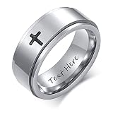 ZKXXJ Personalized Cross Spinner Ring for Women Men,Customized Stress Relieving Rings Fidget Band St