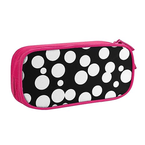 Astuccio per matite con stampa a pois bianchi e neri per trucchi gioielli portatile da viaggio nero rosa Taglia unica portamatite
