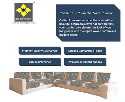 Image of Premium Chenille Woven Anti-Slip 6 Seater L-Shape Sofa Cover | L-Shape Sofa Seat Protector for Living Room | Durable & Stylish Slipcover - Teal