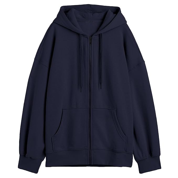 a to z creation Solid Hooded Neck Long Sleeves Zip-up Jacket For Women's (IN, Alpha, L, Regular, NAVYBLUE)-picture-14