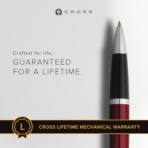 Image of Cross Bailey Red Refillable Rollerball Pen - Medium Point, Black Ink, Presented in a Premium Gift Box
