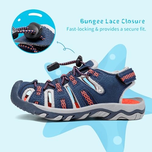 Image of DREAM PAIRS Boys Girls Summer Outdoor Athletic Sport Sandals Walking Water Hiking Hook and Loop Adjustable Multicolor for Toddler /Little /Big Kids