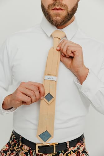 Image of DAZI Men's Skinny Tie, Cotton Wool Linen Necktie, Great for Weddings, Groom, Groomsmen, Missions, Dances, Gifts.
