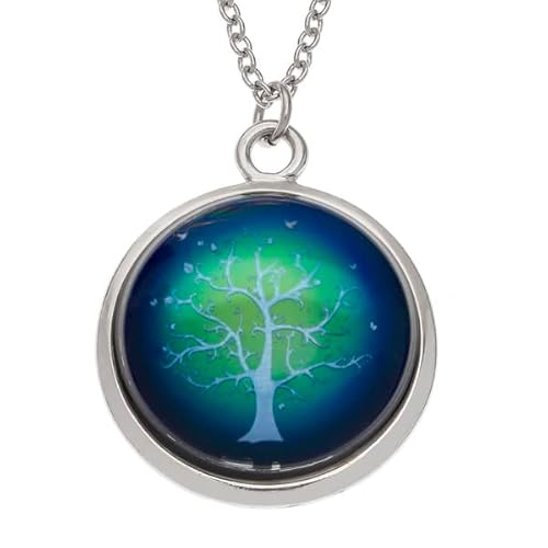 Flat Fox Colgante de árbol de la vida que cambia de color con collar y cadena incluye caja de presentación de regalo, Acero inoxidable Cover