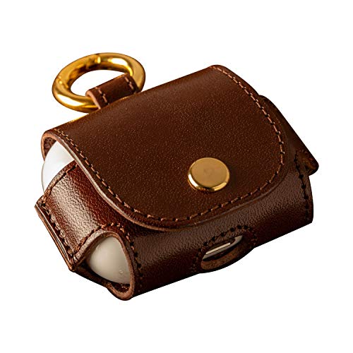 AirPodsPro用のケース 栃木レザー 本革 日本製 カラビナ イヤフォンケース ハンドメイド AP-018 ブラウン