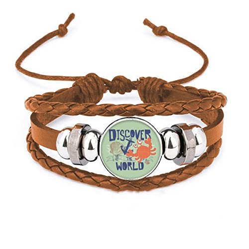 Bracelet en cuir crabe pour homme et femme, bijou marin comp Discover World tendance