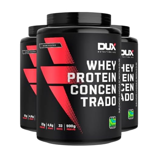 Kit 3 Whey Protein Concentrado Dux Sabor Neutro 900g