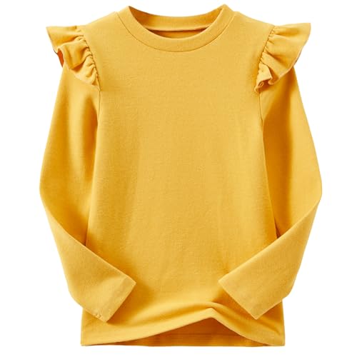 Toddler Baby Girl Soft Thick Crewneck Ruffle Tops Infant Girls Cotton Long Sleeve T-Shirt