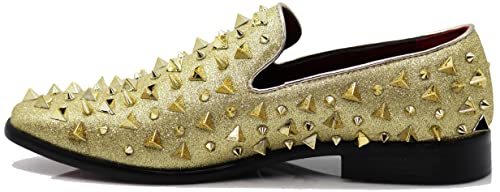 Image of SPK16 Men's Vintage Spike Dress Loafers Slip On Fashion Shoes Classic Tuxedo Dress Shoes