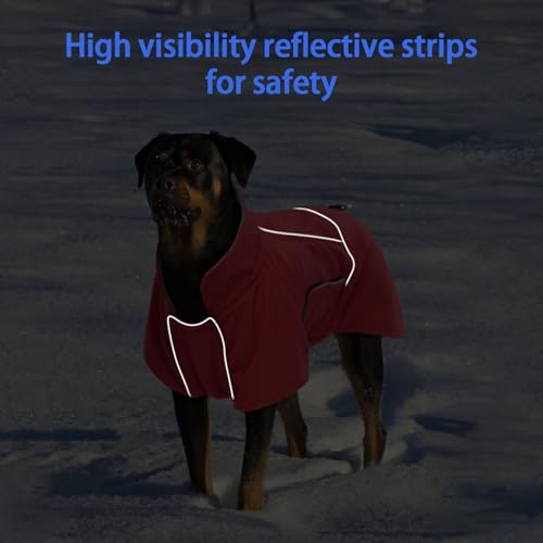Image of MIGOHI Dog Snow Jacket,Large Dog Winter Coat,Winter Jackets for Dogs,Fleece Jacket for Dogs Boy Girl,Pet Clothes for Hiking Camping,Corgi,Shibainu,L,Red