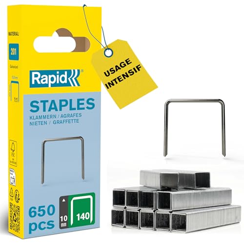 RAPID 40109515, Agrafes N°140, Longueur 10 mm, 648 pièces, Pour les travaux de construction et d’isolation, Fil galvanisé, Haute performance Argent