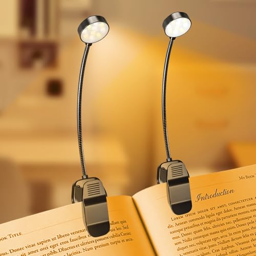 KTEBO 2 Pack 10 LED Rechargeable Book Light for Reading