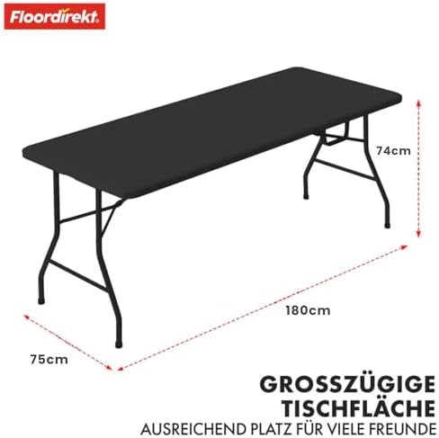 Floordirekt Kyoto Klapptisch klappbar Kunststoff 180x73 cm - Buffettisch mit Tragegriff für 6 Personen Garten Camping