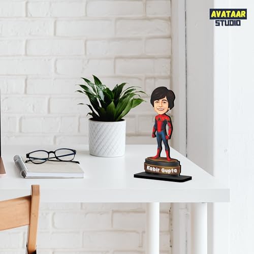 Image of Plastic Personalized Gift for Kids,Friends Character Caricature Novelty Photo Frame Unique Design Customized Gift for Children,Tabletop Return Gift Idea (SPIDERMAN,7 INCHES),Multicolor