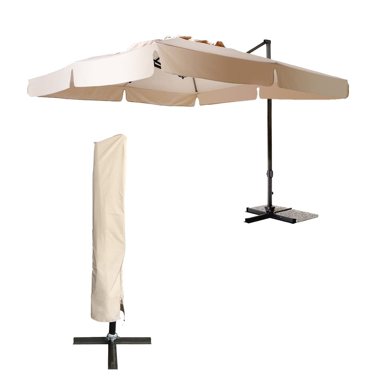 Yellowshop - GARDA Ombrellone giardino decentrato mt 4x3 struttura in alluminio Antracite con sacca di protezione esterno arredo piscina, terrazzo Beige