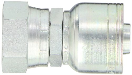 Image of Aeroquip 1AA14FJ12 Carbon Steel Global TTC (Thru the Cover) Crimp Hose Fitting Female JIC Swivel, Straight, 3 /4 inch Hose ID, 1-3 /16 inch - 12 Thread