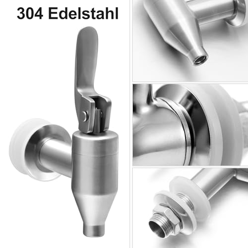 1er Pack Edelstahl Zapfhahn für Getränkespender, Edelstahl Getränkespender Ersatzzapfhahn, Bierzapfhahn für Zuhause Party