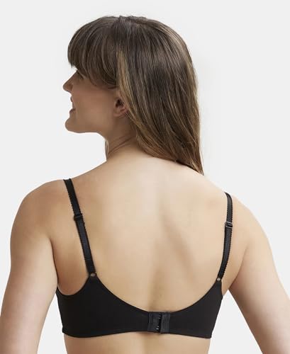 Image of Jockey 1615 Women's Wirefree Non Padded Super Combed Cotton Elastane Stretch Full Coverage Everyday Bra with Soft Adjustable Straps Black 38B