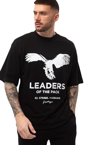hype Justhype T-Shirt Noir Leaders pour Homme, Noir, M