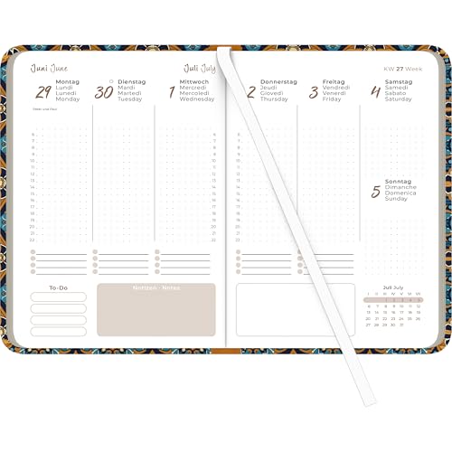 Alpha Edition - Lady Journal Oriental Pattern 2026 – Agenda A6 (aprox. 10,7 x 15,2 cm) con vista semanal y páginas de notas, elegante calendario de bolsillo y agenda para el trabajo, la escuela y el - imagen 2