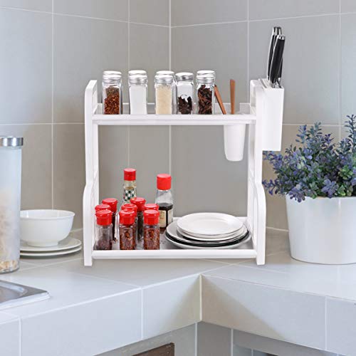 TOPBATHY Cremalheira Do Spice 2 Camadas Bancada Prateleira De Armazenamento de Plástico Suporte para