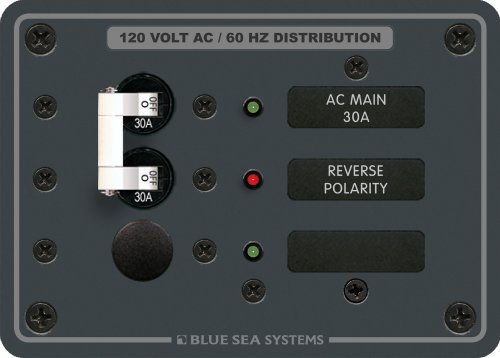 Blue Sea Systems 8029 PANEL AC TOGGLE/1 BLANK Traditional Metal Panel - AC Main + 1 Positions