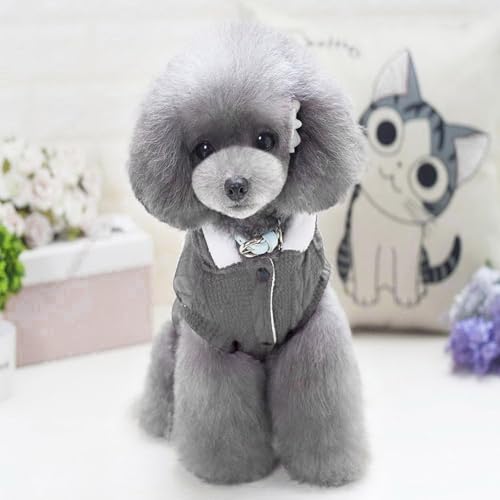 Image of Lulala Dog Hoodie Sweater Coat only for Small Dog & Cat Fleece Lined Winter Jacket Hoodie Cardigan Warm Puppy Clothes (Grey-8 Inch)
