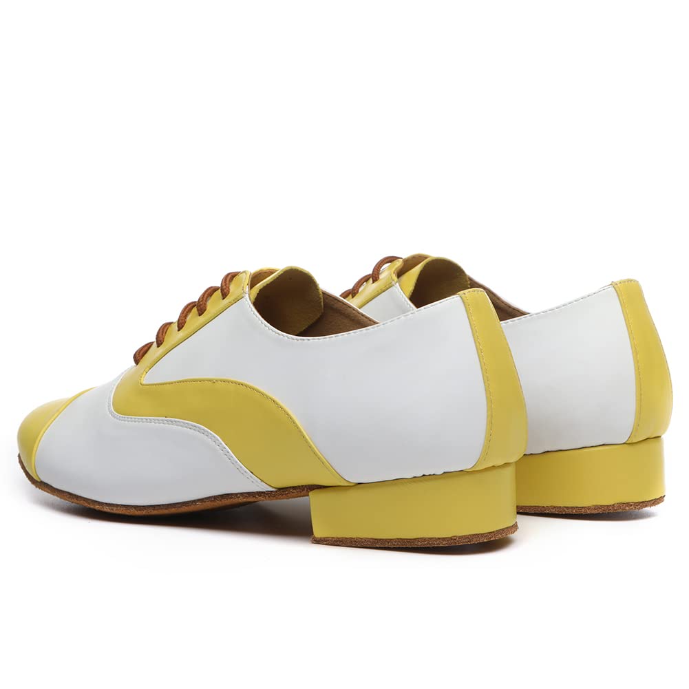 Zapatos de Baile de Salón de Cuero para Hombres Tacón Bajo Práctica L147