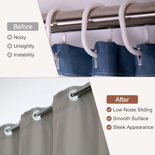 Ojales de cortina de 42 mm uxcell con anillos de bajo ruido para barras de baño y ventanas 6