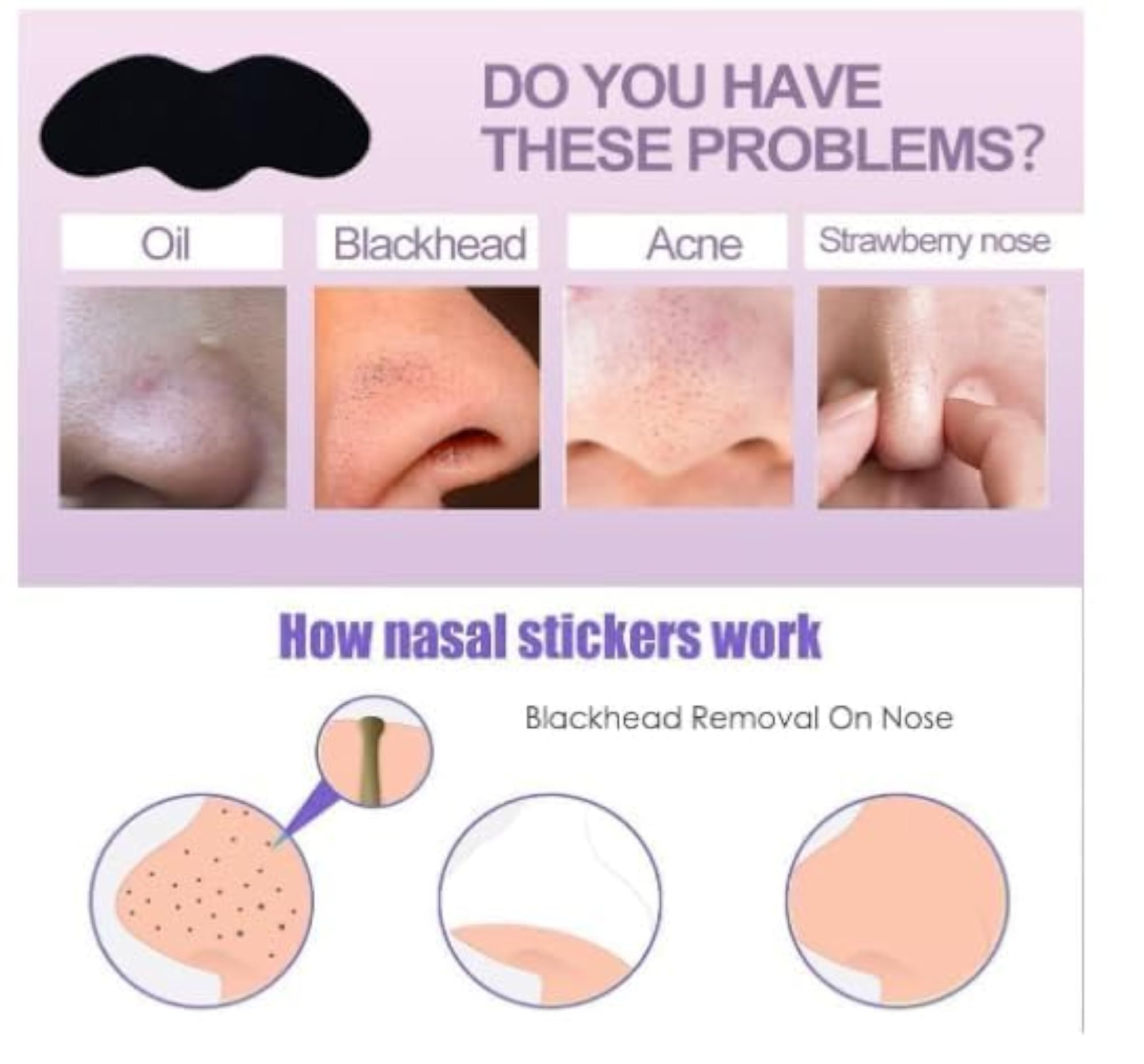 Charcoal Pore Strips for Blackhead Removal, Pack of 6