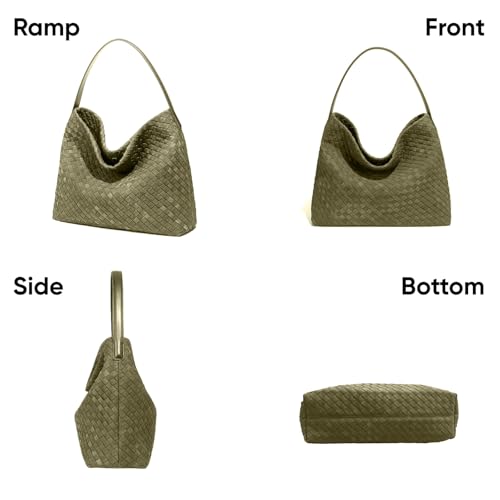 Image of Suede Woven Tote Bag for Women, Hobo Shoulder Bag for Work Travel