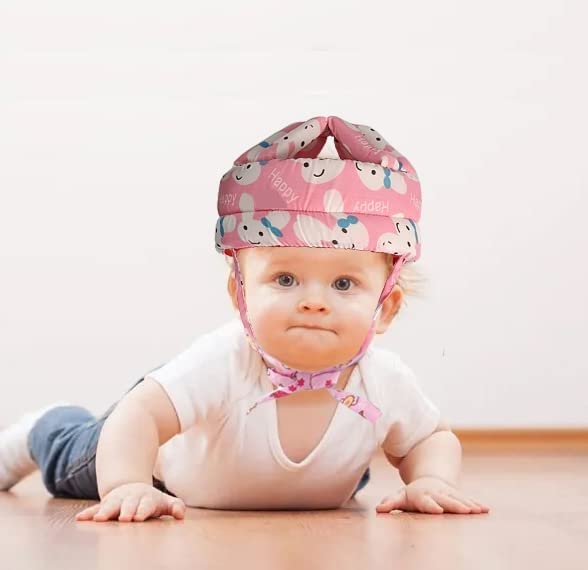 THE MODERN TREND® Baby Head Protector Front Back Head Safety Helmet | 1st time Baby Walking Head Protector Manual Adjustable by Velcro and Loop | Happy Pink Color A-4