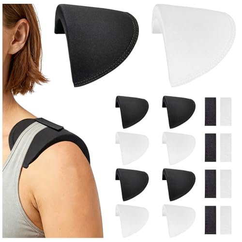 Rongrongago 4 Paar Selbsthaftend Schaum Shoulder Pads Schulterpolster Damen Herren Schulterpolster mit Klettband für Blazer Anzug T-Shirt Kleidung Bekleidung