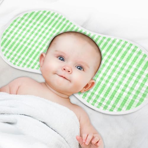 Mint Checkered Pattern Muslin Burp Cloths for Baby 4-Layer Absorbent Cotton Large 22" x 11" Soft Spit Up Rags for Newborns Boys Girls, 1 Pack4