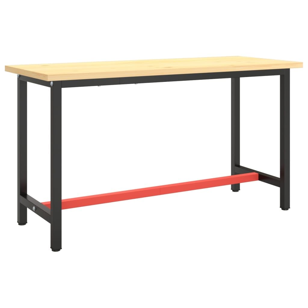 Marco de banco de trabajo (140 x 50 x 79 cm, metal), color negro y rojo mate