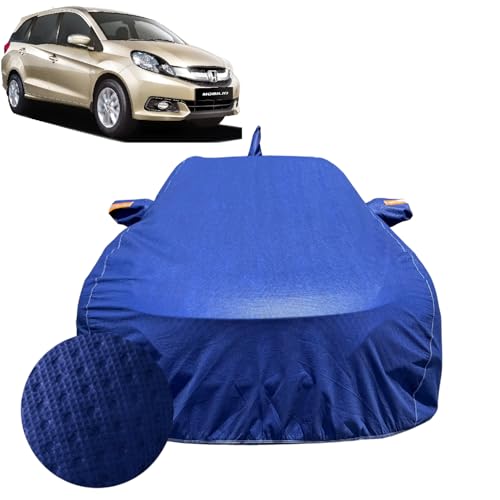 Image of Car Cover for Honda Mobilio (2014-2017) | 100% Waterproof Cover with Antenna & Reflective Mirror Pockets | Dustproof, Scratchproof, Heatproof Mobilio Car Cover |Soft Cotton Lining| Blue
