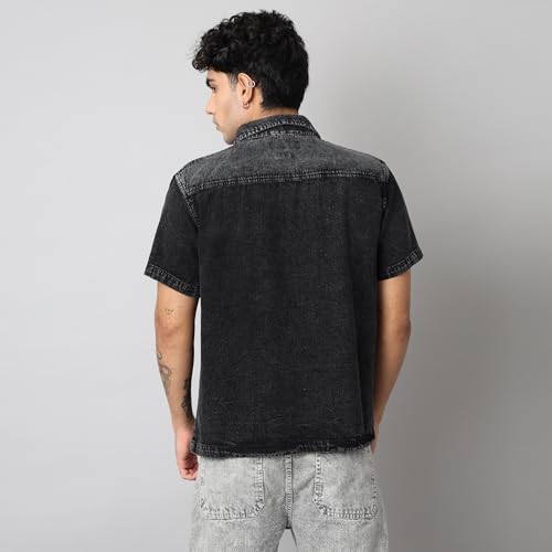 Image of D... finish Men's Denim Half Sleeve Shirt | Men Oversized Shirt