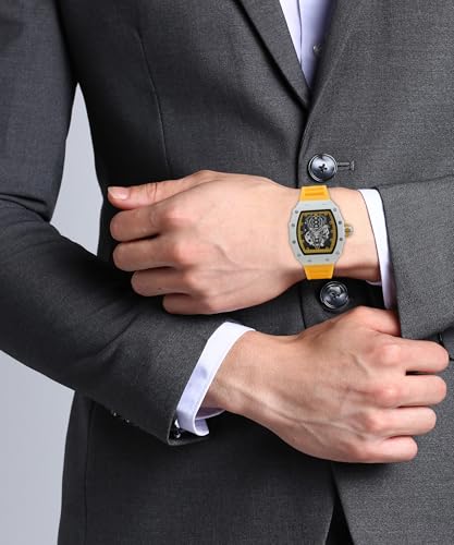 Image of Havoc Craft Men's Luxury Sports Watch 30M Waterproof Tonneau Chronograph | Analog Quartz Wristwatch with Time & Day Function | Premium Square Dial, Shock-Resistant & Anti-Magnetic Silicone Strap