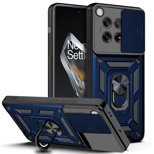 Image of AESTMO Tough Armor OnePlus 12 5G Bumper Back Case Cover | Ring Holder & Sliding Camera Shield Cover | 360 Degree Protection Back Case Cover for OnePlus 12 (Blue)