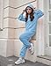 Arshiner Girls 2 Piece Outfits Light Blue Tracksuits Jogger Sweatshirts and Sweatpants with Pockets Loose Clothing Sets 5-6 Years