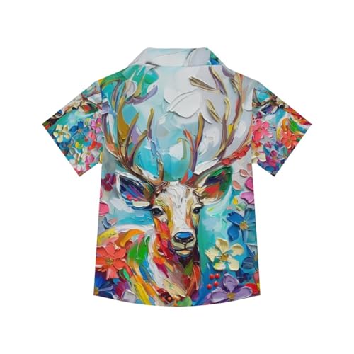 Image of PinUp Angel Funky Casual Hawaiian Shirt Kids Boys Girls Art Oil Painting Animal Pattern Short Sleeve Unisex Beach Shirt