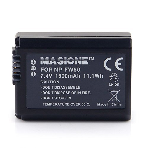 Masione NP-FW50 Rechargeable Li-Ion Battery for Sony Alpha 7 a3000 a5000 a6000，Sony Cyber-shot NEX-5 NEX3 NEX-3A NEX-3DW